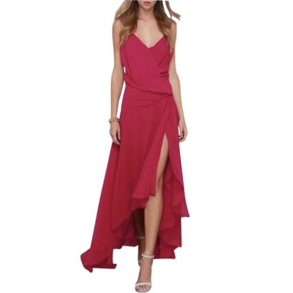 HAODUOYI Dresses & Skirts - V-neck Spaghetti Strap Asymmetrical Hem Dress